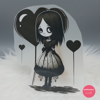 "Mädchen mit Herzluftballon" Bügelbild  (ca. 20cm X 17cm)